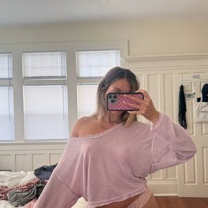 Cozy Pink Off-Shoulder Sweater